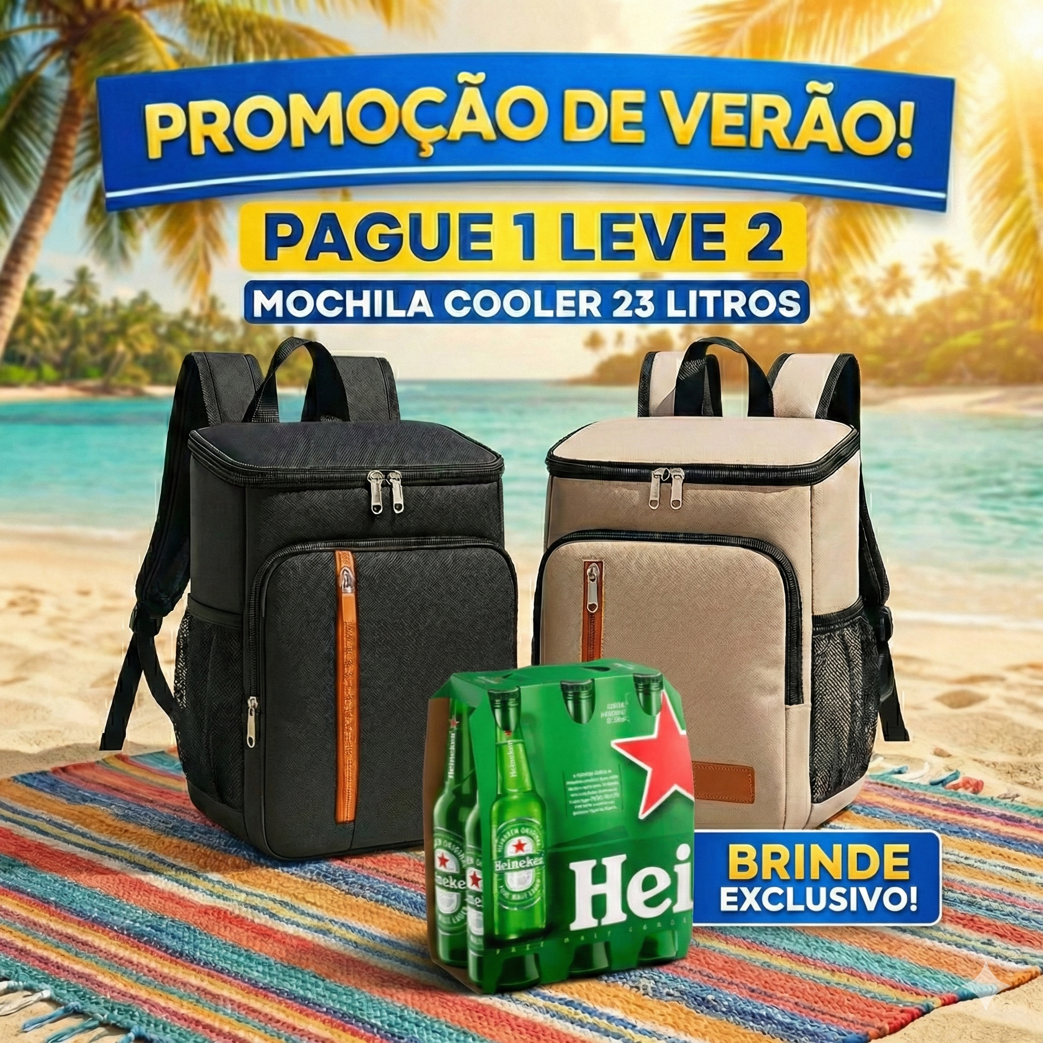 Pague 1 Leve 2 - Mochila Tèrmica Impermeável Portátil Frostline + Brinde Cerveja Heineken